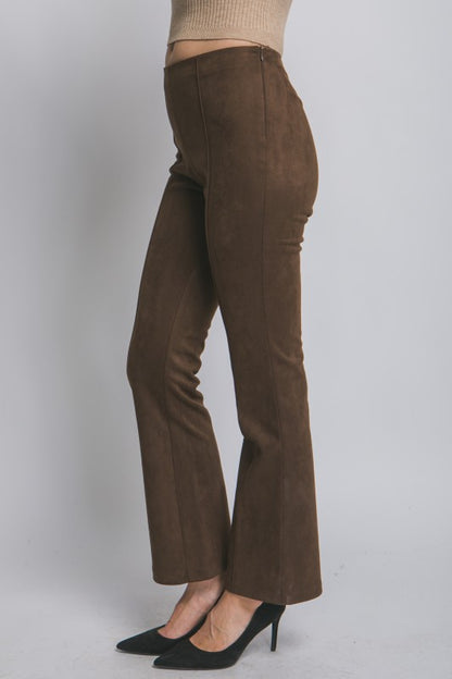 P 795 - Flared High Rise Suede Pants