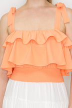 DT 1914 - Ruffled Tie Shoulder Crop Top