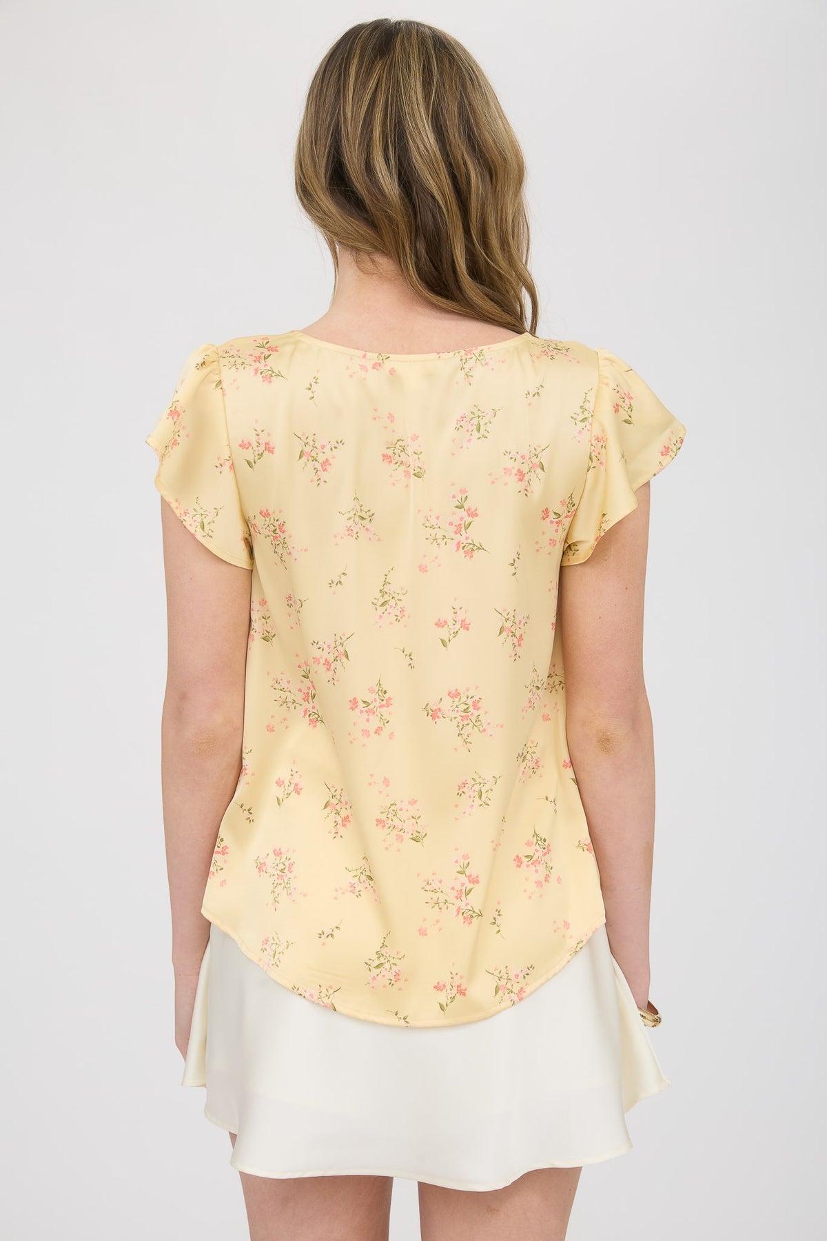 DT 1924 - Floral Satin Scallop Blouse