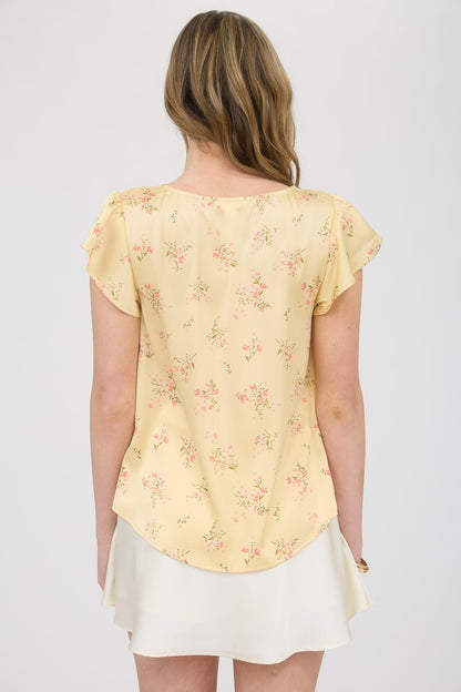 DT 1924 - Floral Satin Scallop Blouse
