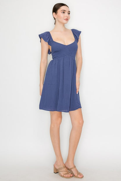 DD 1392 - Ruffled Cap Sleeve Dress