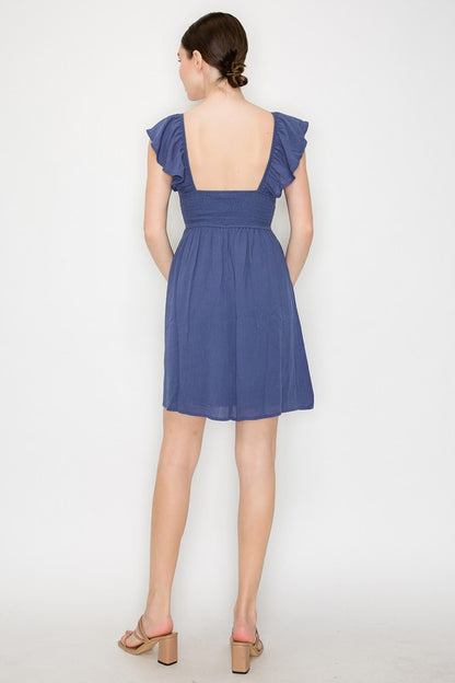 DD 1392 - Ruffled Cap Sleeve Dress