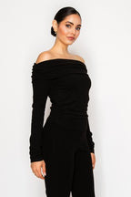 DT 1966 - Bardot Neck Ribbed Top