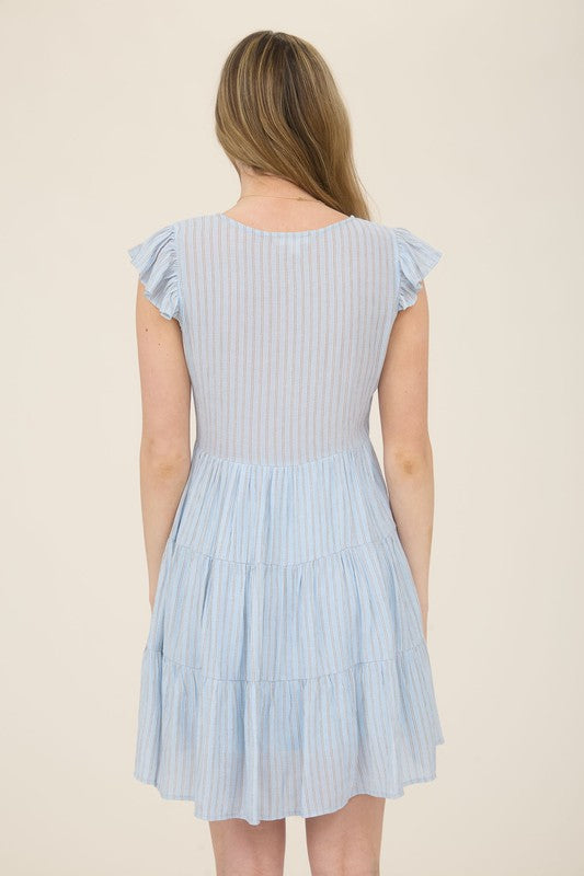 CD 3644 - Striped Button Down Mini Dress
