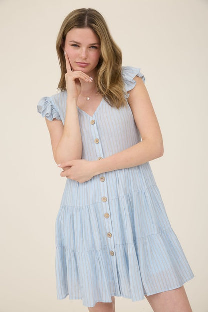 CD 3644 - Striped Button Down Mini Dress