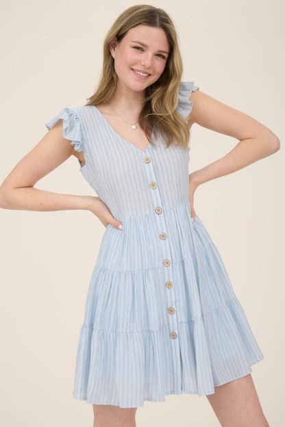 CD 3644 - Striped Button Down Mini Dress