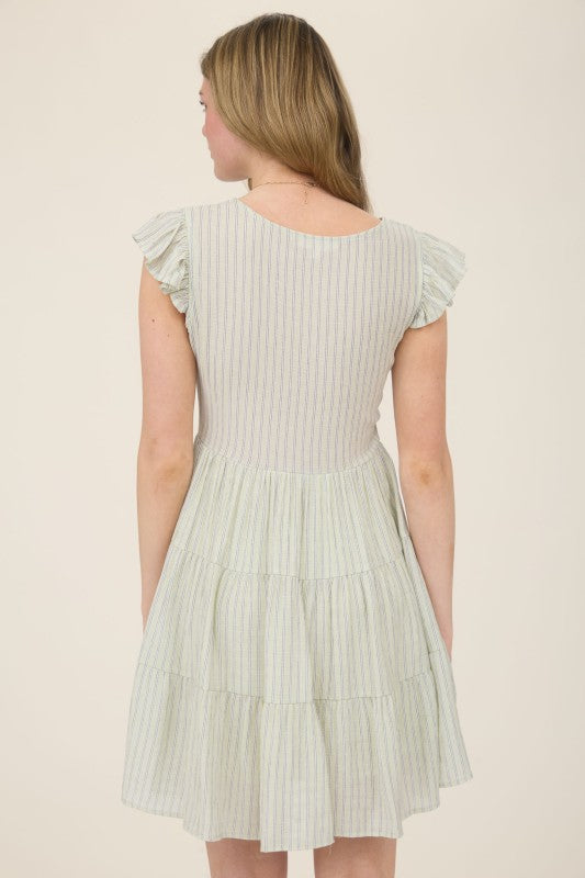 CD 3644 - Striped Button Down Mini Dress