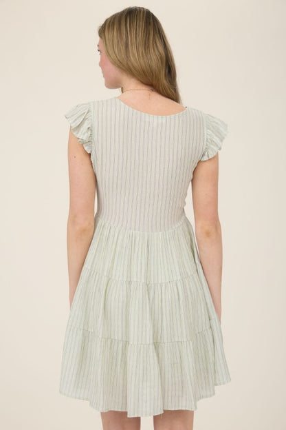 CD 3644 - Striped Button Down Mini Dress