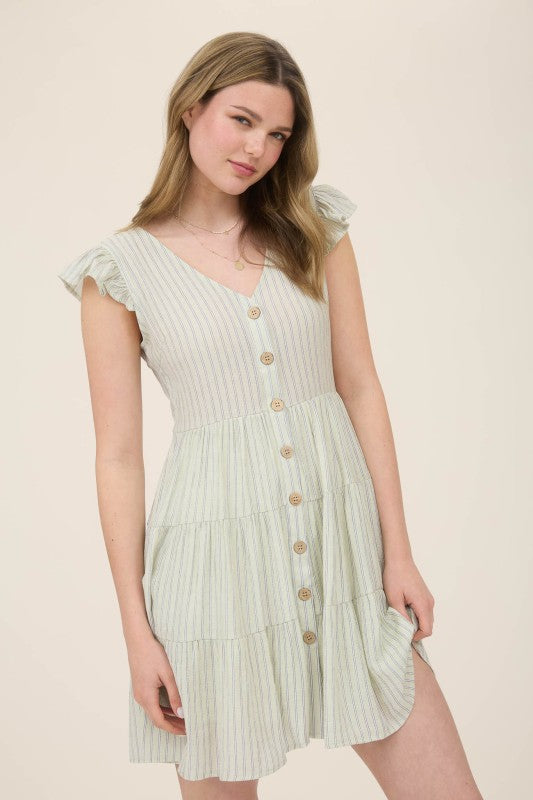 CD 3644 - Striped Button Down Mini Dress