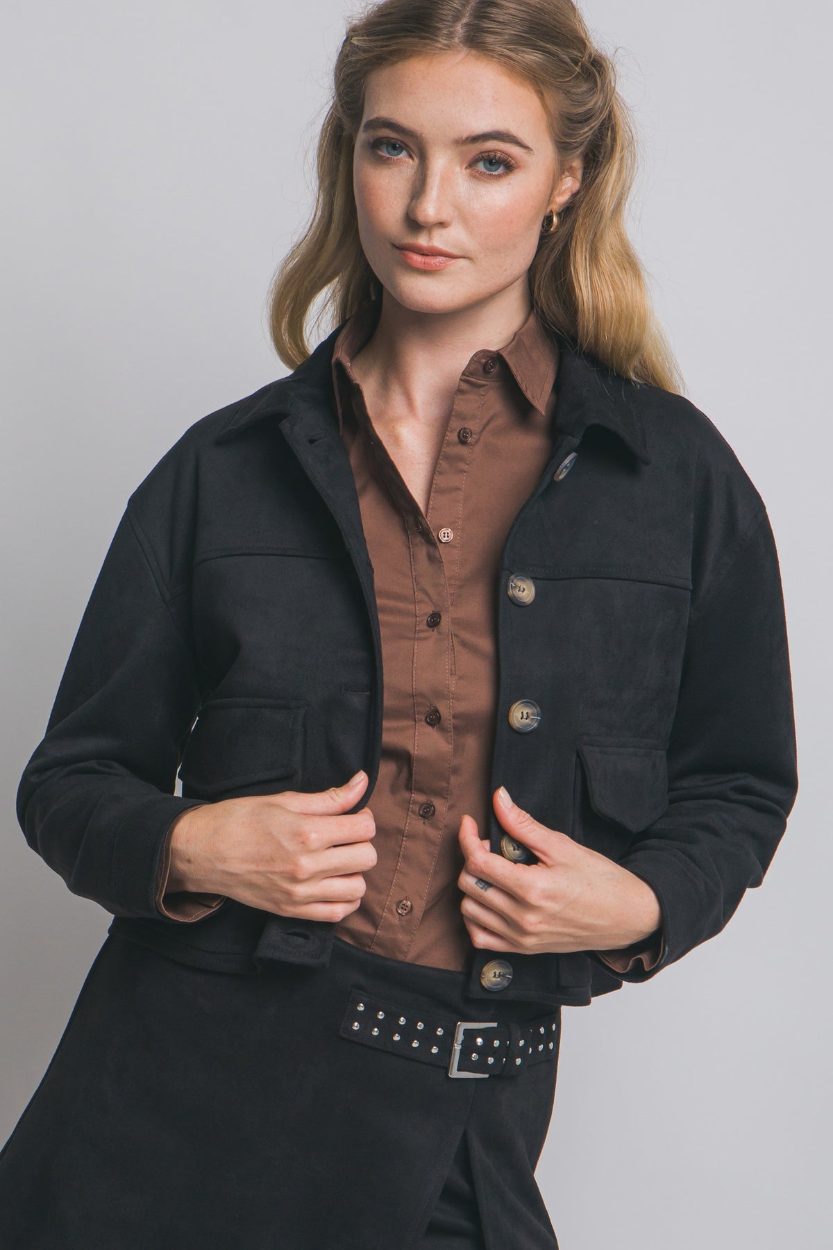 JCT 033 - Cropped Faux Suede Jacket