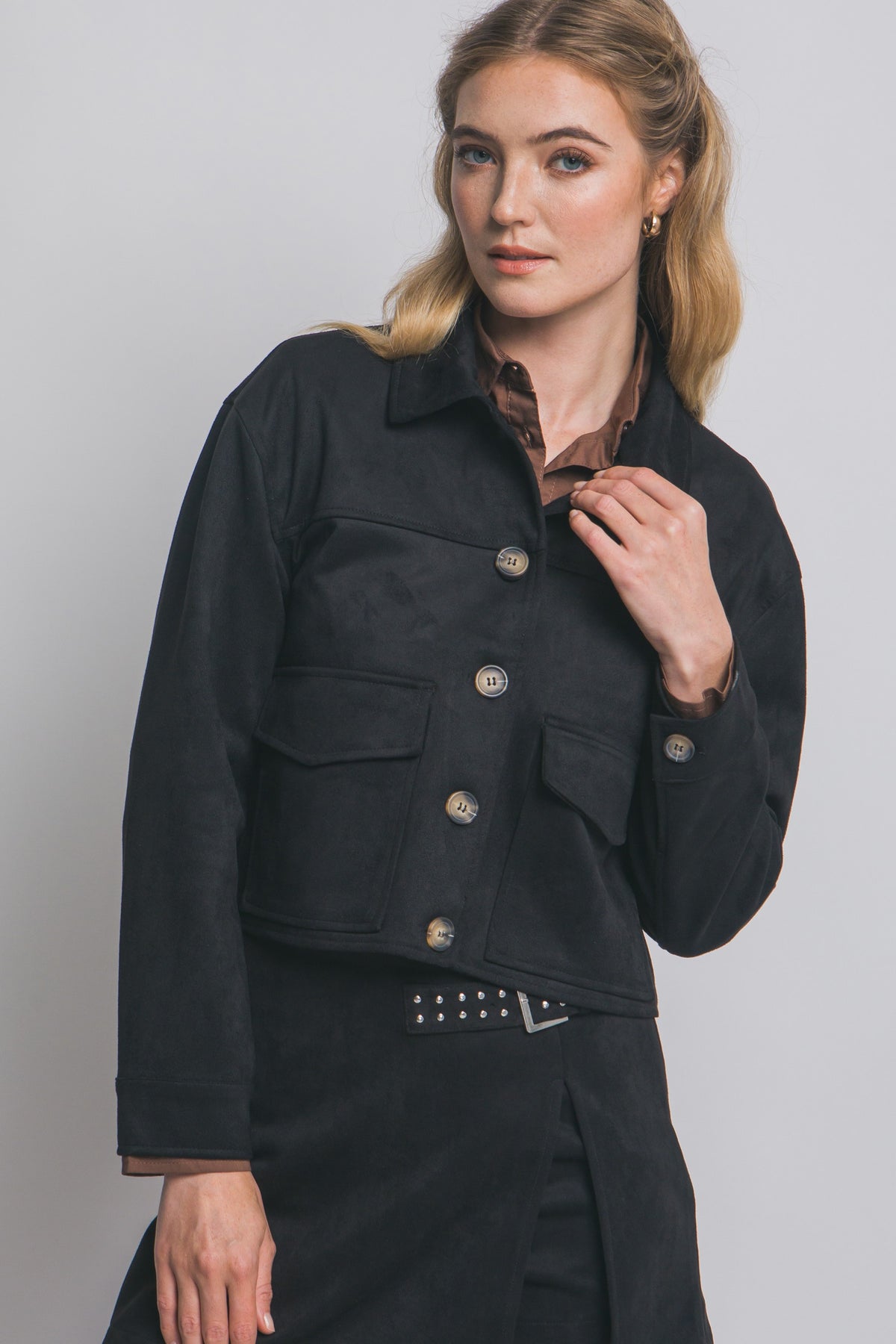 JCT 033 - Cropped Faux Suede Jacket