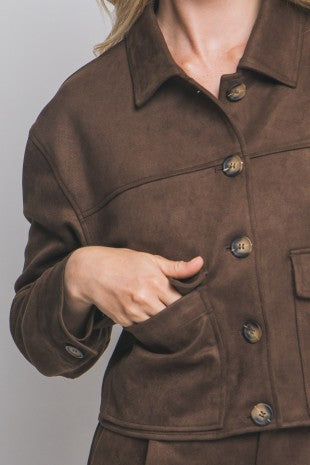 JCT 033 - Cropped Faux Suede Jacket