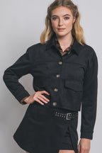 JCT 033 - Cropped Faux Suede Jacket