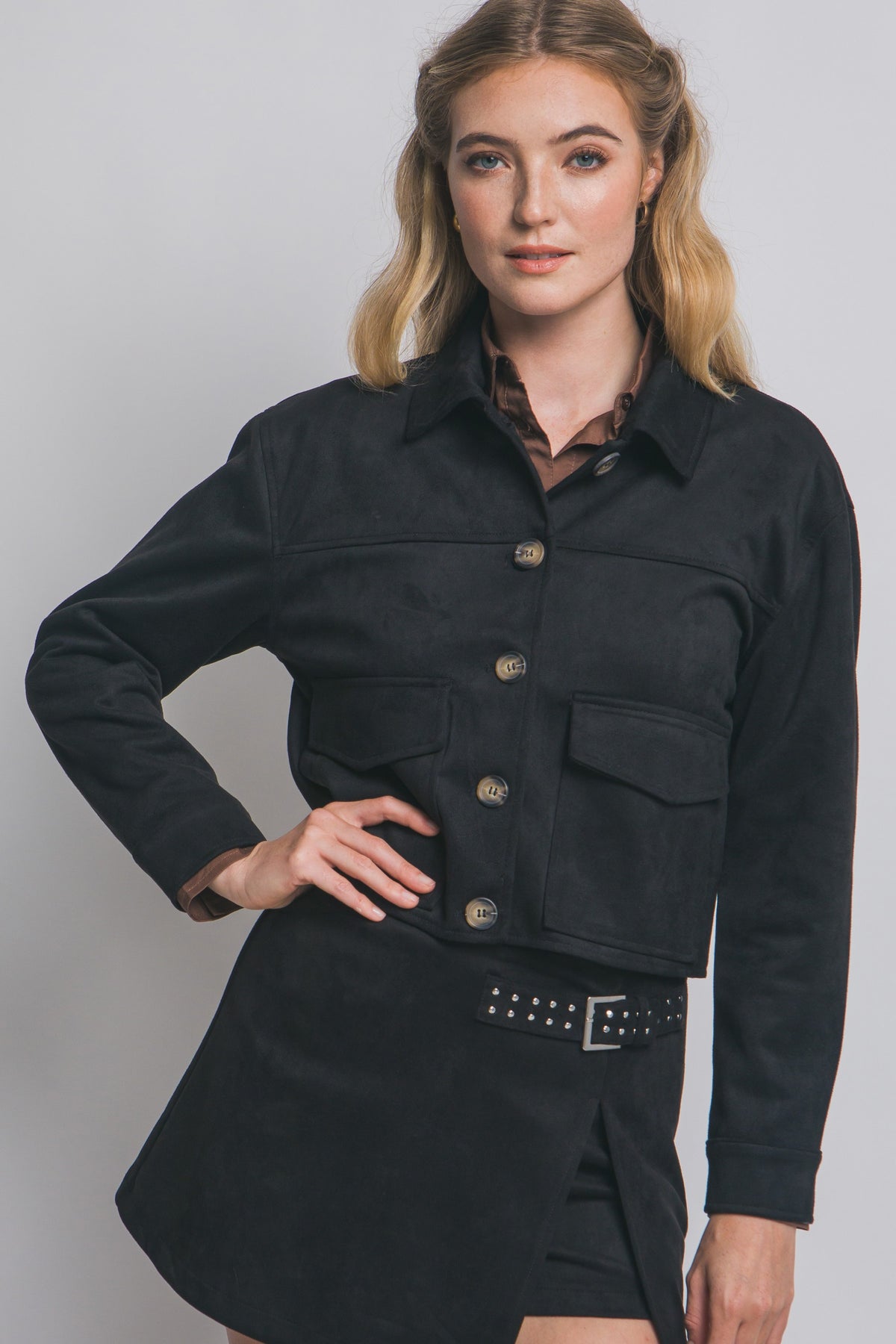 JCT 033 - Cropped Faux Suede Jacket