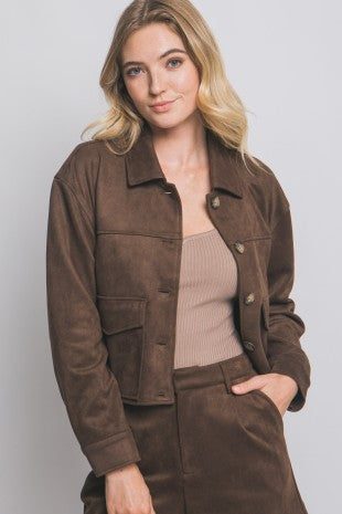 JCT 033 - Cropped Faux Suede Jacket