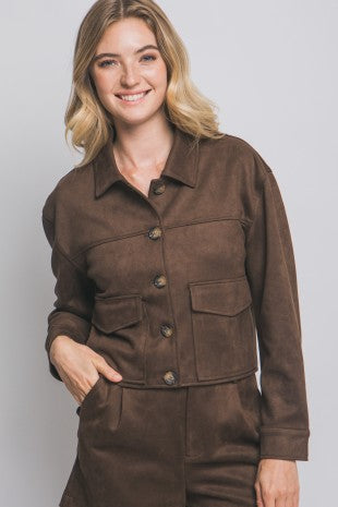 JCT 033 - Cropped Faux Suede Jacket