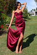 GOWN 433 - Slit Satin Corset Gown