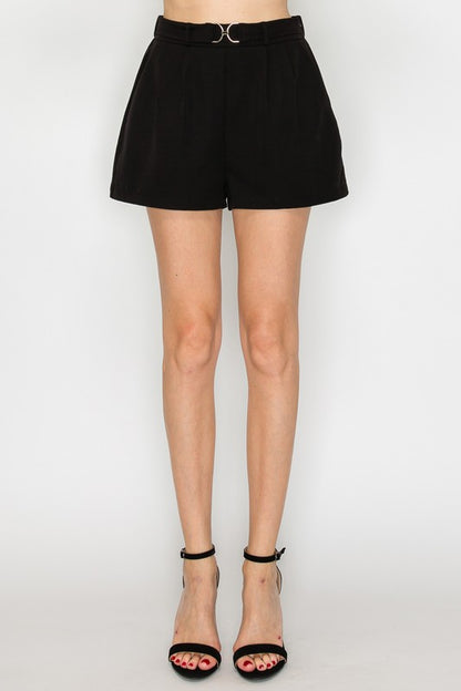 SHT 179 - Belted Buckle Hi-Rise Shorts