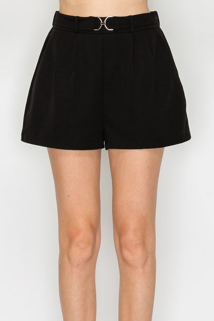 SHT 179 - Belted Buckle Hi-Rise Shorts