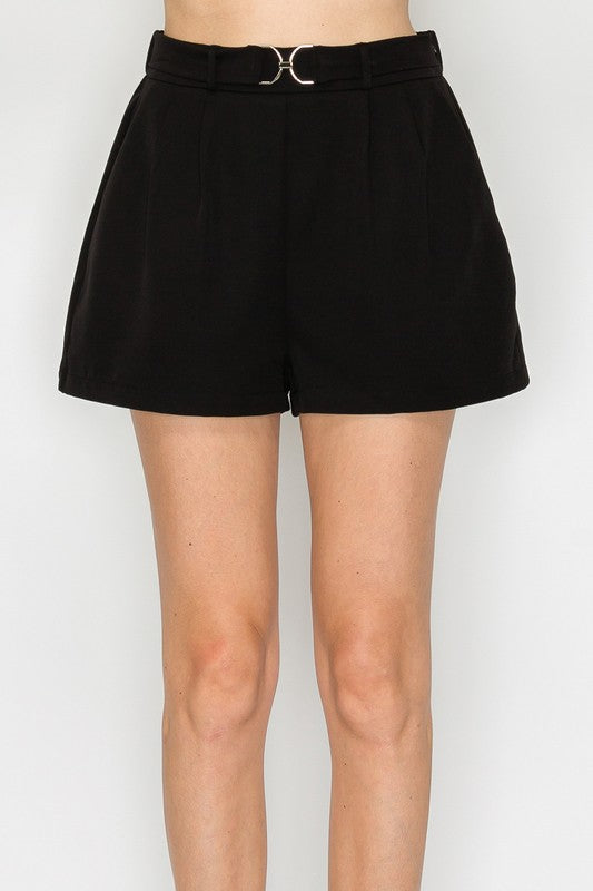 SHT 179 - Belted Buckle Hi-Rise Shorts