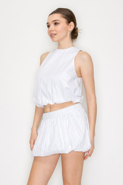 CT 2795 - Back Cutout Balloon Crop Top