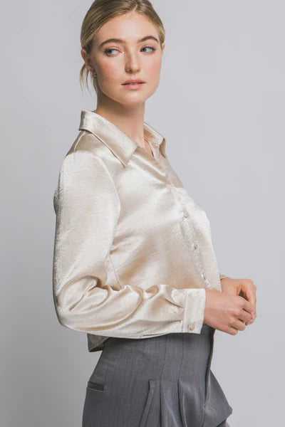 DT 1839 - Satin Button Up Shirt