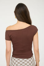 DT 1795 - Asymmetrical Neck Wrap Top