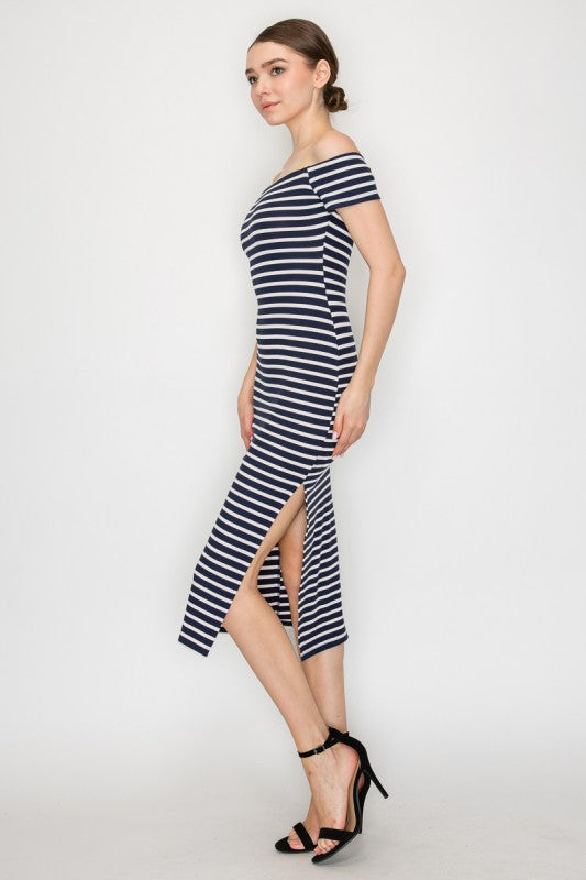 CD 3665 - Off Shoulder Midi Dress