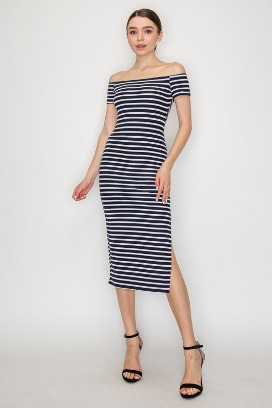 CD 3665 - Off Shoulder Midi Dress