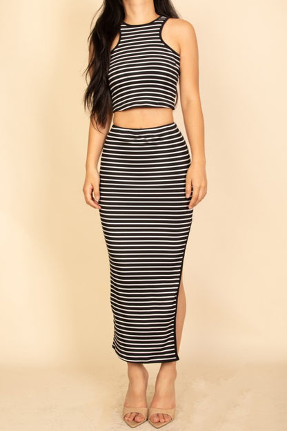SKT 952 - Striped Crop Top & Midi Skirt Set (Skirt Only)
