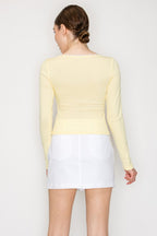 CT 2753 - Lace Trim Long Sleeve Top