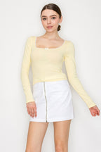 CT 2753 - Lace Trim Long Sleeve Top