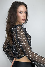 DT 1844 - Polka Dot Tie Front Blouse