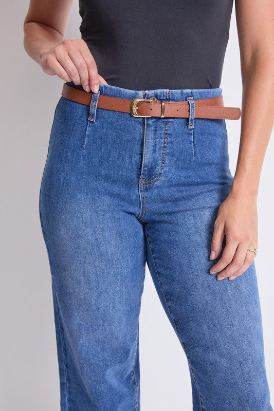 P 787 - High Rise Self Belted Jeans