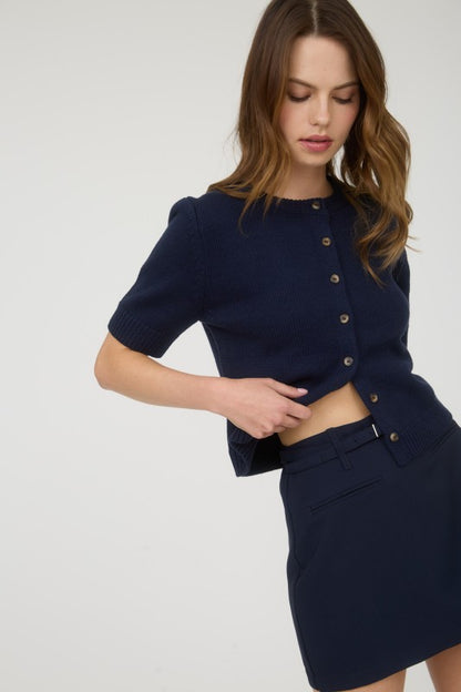 SKT 1028 - Belted Mini Skirt