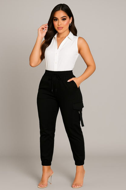 P 790 - Elastic Waist Cargo Pants