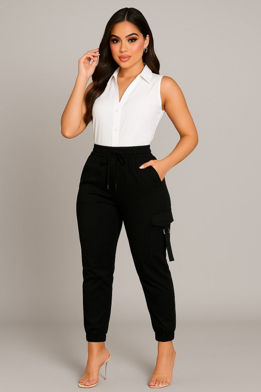 P 790 - Elastic Waist Cargo Pants