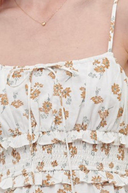 CD 3686 - Floral Print Ruffle Waist Dress