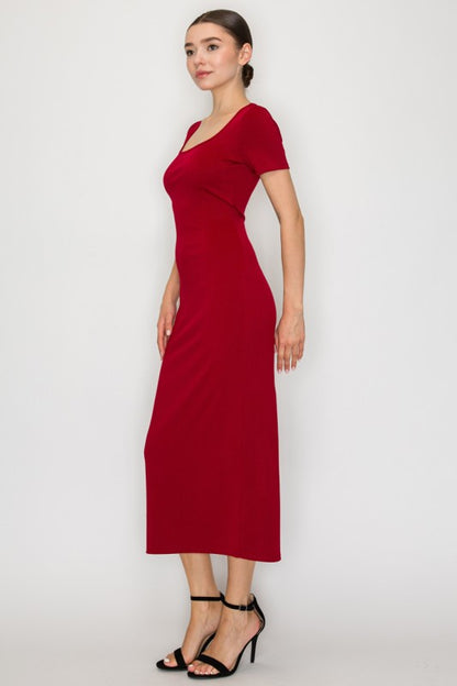 LD 574 - Ribbed Slit Bodycon Dress