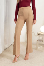 P 877 - High Waist Slit Hem Dress Pants