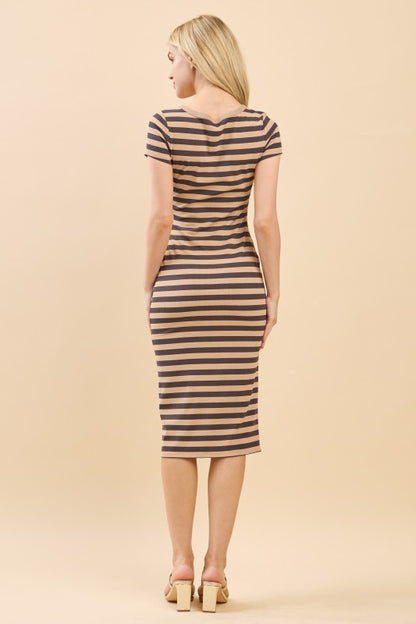 CD 3697 - Stretchy Faux Button Midi Dress