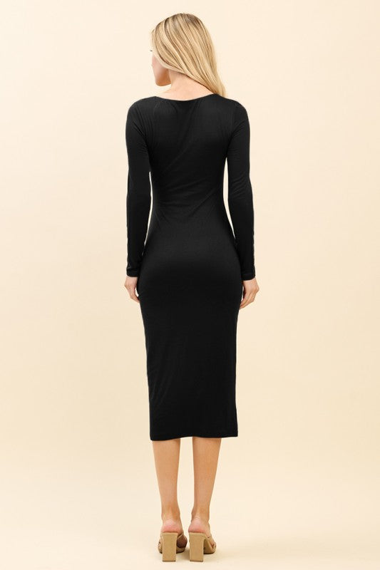 DD 1346 - Double Layer Long Sleeve Midi Dress