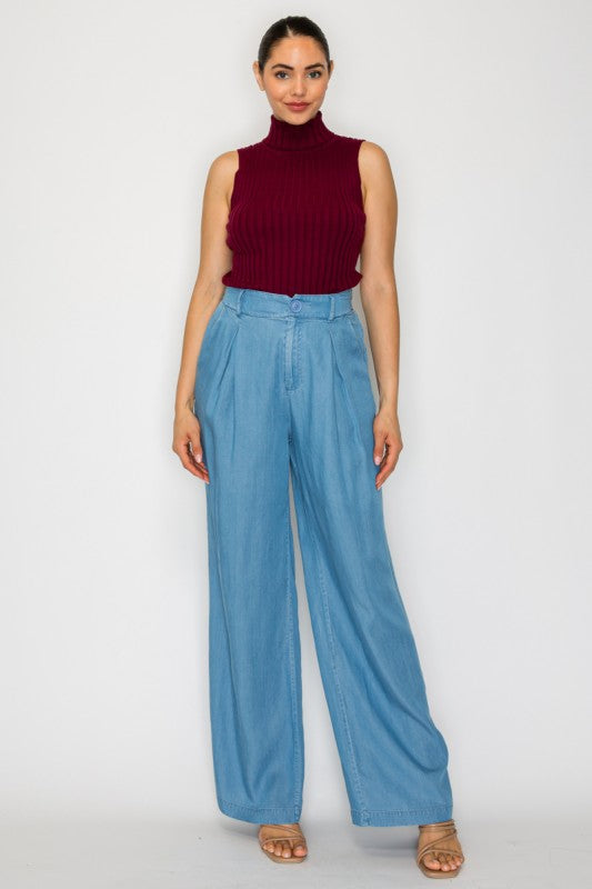 P 805 - Denim Pintuck Pants