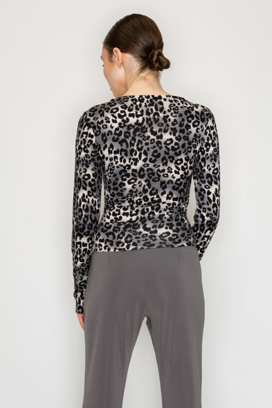 CT 2775 - Leopard Print Square Neck Top