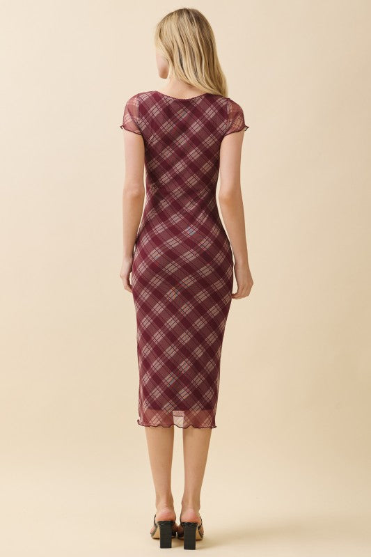 DD 1343 - Square Neck Lined Midi Dress