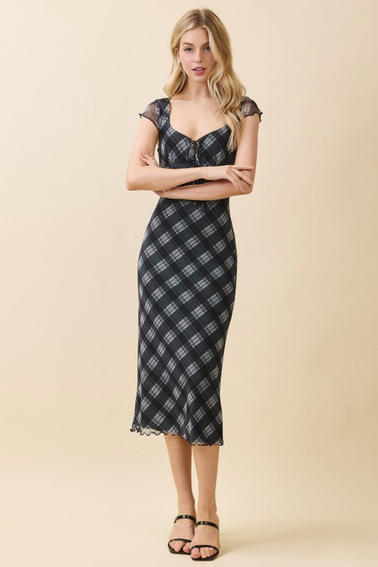 DD 1344 - Fully Lined Printed Mesh Midi Dress