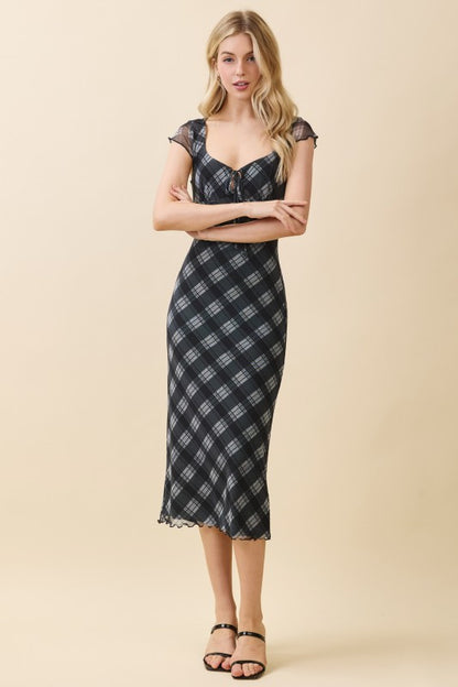 DD 1344 - Fully Lined Printed Mesh Midi Dress