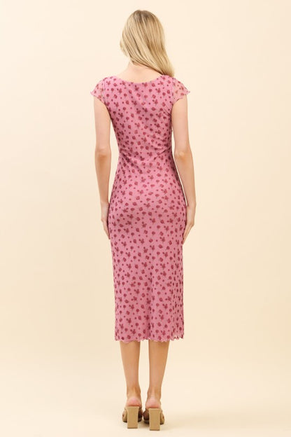 DD 1344 - Fully Lined Printed Mesh Midi Dress