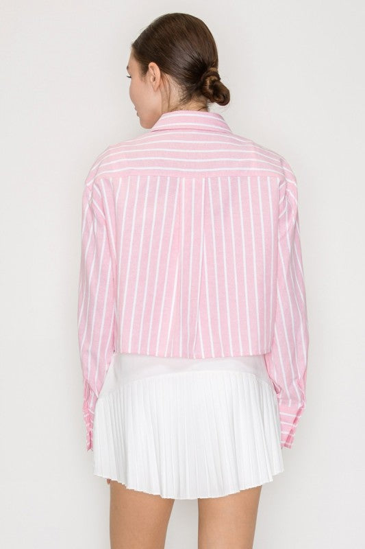 DT 1836 - Collared Striped Button Up Shirt