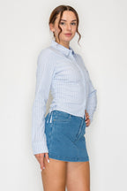 DT 1951 - Side Ruched Striped Top
